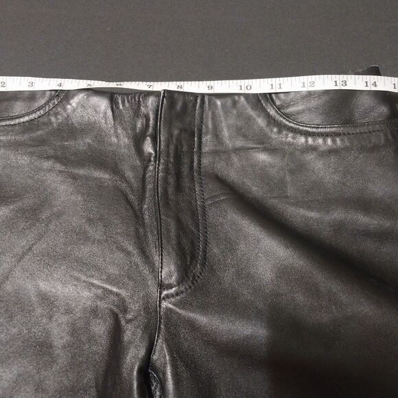 VTG Gap leather pants Women 4 black bootcut 28x31 Biker Motorcycle Gothic Y2K - Picture 10 of 12